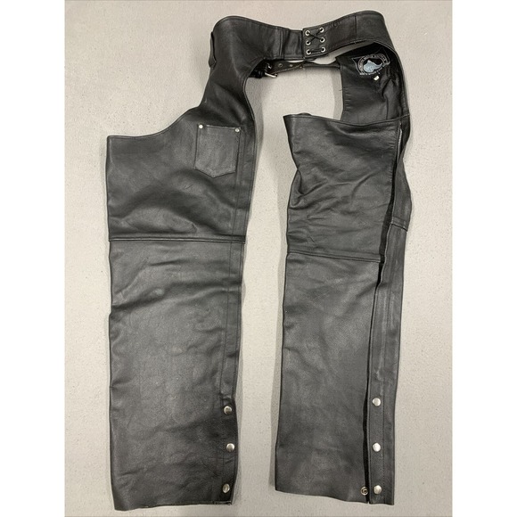 Himalaya Motor Bike Wear Chaps Mens Size Medium Motorcycle Riding Bikers Black - Picture 2 of 16